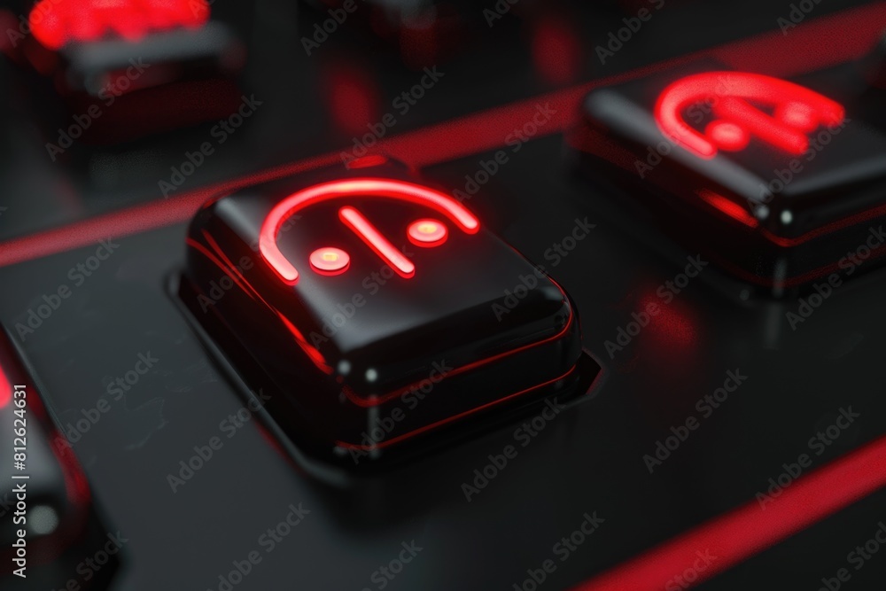 Poster a close-up of a keyboard with red lights. perfect for technology concepts