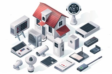 Obraz premium Video cameras in smart buildings secure educational video recording and automate sports broadcasting.