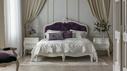 Luxurious Bedroom in Rich Purple, Perfect for a Regal and Elegant Interior Design