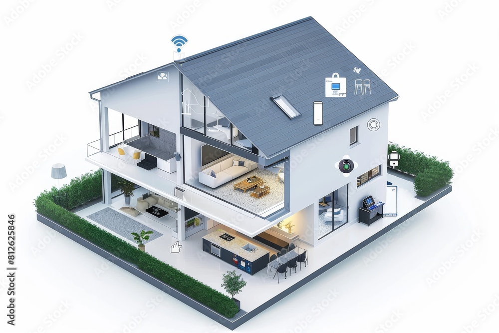 Poster smart building security cameras verify and safeguard digital data, enhancing educational video produ