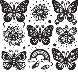 Naklejka premium Butterfly vector silhouette illustration. Monarch butterfly silhouettes collection, vector illustration isolated on white background.