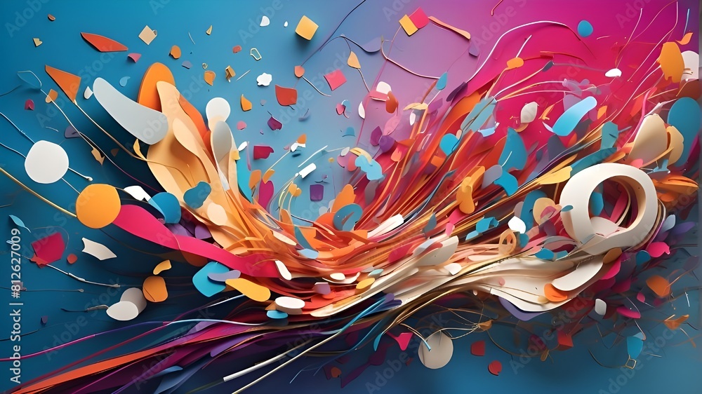 Poster the way these ideas are portrayed against an abstract backdrop highlights the speed at which technol