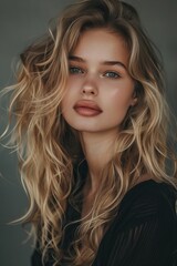 Fototapeta premium young sexy blonde woman on light grey background