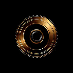 Fototapeta premium One Golden Gear Symbol Isolated on a Black Background