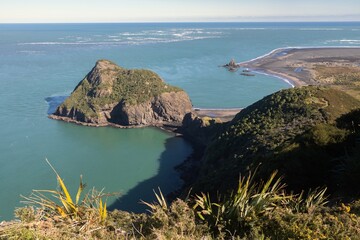 headland in the Manukai Harbour in Whatipu, Auckland, Auckland, New Zealand.