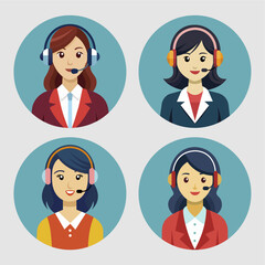 Customer service woman call center vector illustration icon