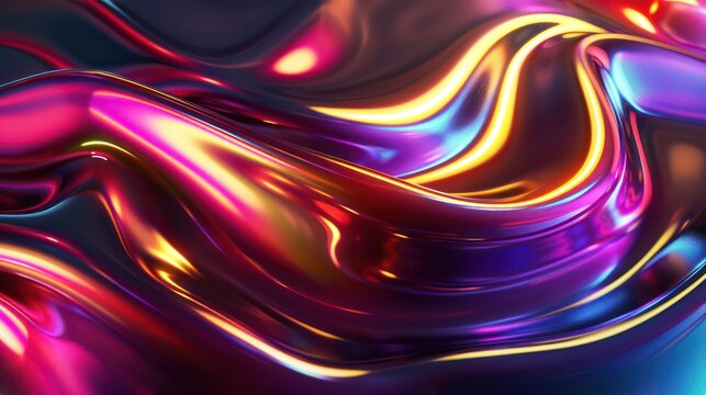 An abstract image of liquid metallic colors flowing together creating a vibrant and futuristic appearance