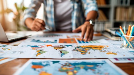 Fototapeta premium Young man planning his next trip.