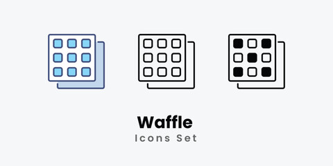 Waffle  Icons thin line and glyph vector icon stock illustration