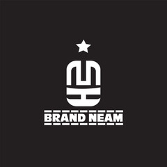 music design white color logo a brand name and black color background