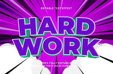 hard work editable text effect in kids and happy text style