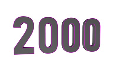 3d number 2000 on a white background.