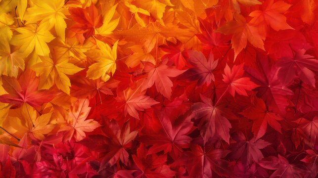 A seamless pattern of brightly colored autumn leaves ideal for seasonal themes and vibrant designs