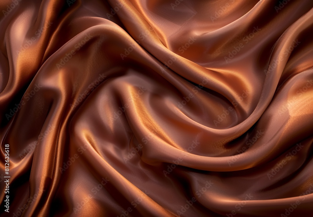 Canvas Prints An up-close image showing the rich texture and folds of a luxurious brown satin fabric draped elegantly