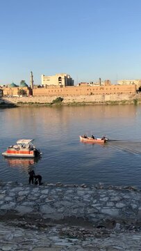 vertical video of Tigris river in Baghdad