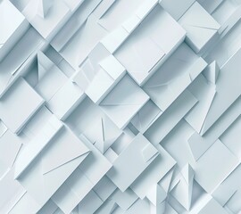 A complex arrangement of white geometric shapes, giving an abstract, three-dimensional paper texture