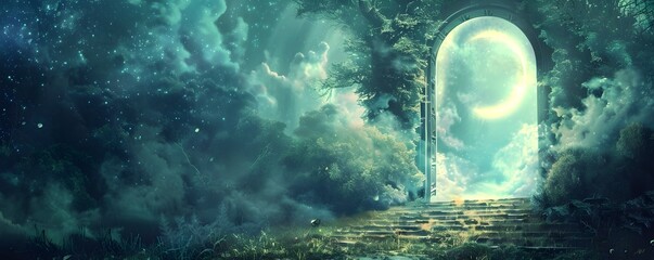 Ethereal Moonlit Gateway to an Enchanted Dreamscape