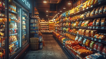 Naklejka premium grocery shopping in supermarket