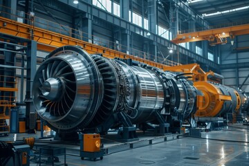 Assembling and constructing gas turbines in a modern industrial factory