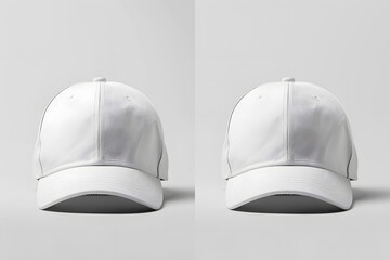 White baseball caps mockup front and back side mockup. Generative Ai.