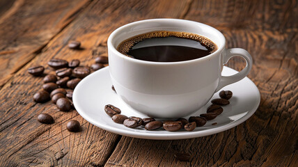 Cup coffee on a wood teble