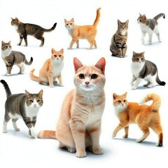 Many cats standing together art realistic attractive used for printing illustrator