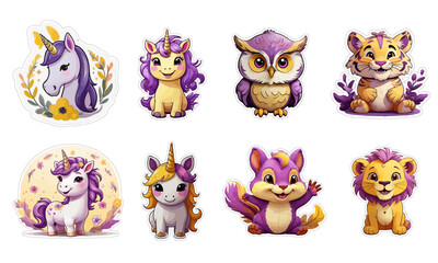 Obraz premium Magical Friends A Watercolor Collection of Cute Animals