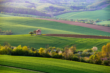 Windmill, landscape, grain, mountains, Kunovice, Czech Republic