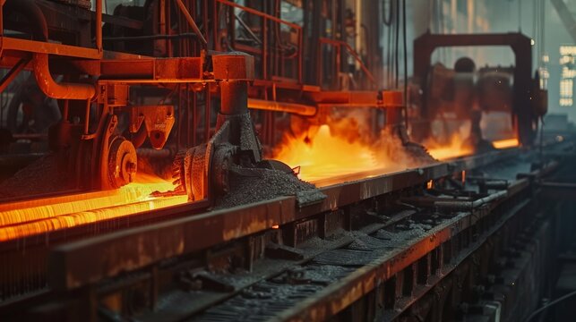 Iron foundry. Continuous casting machine. Production of steel billets 