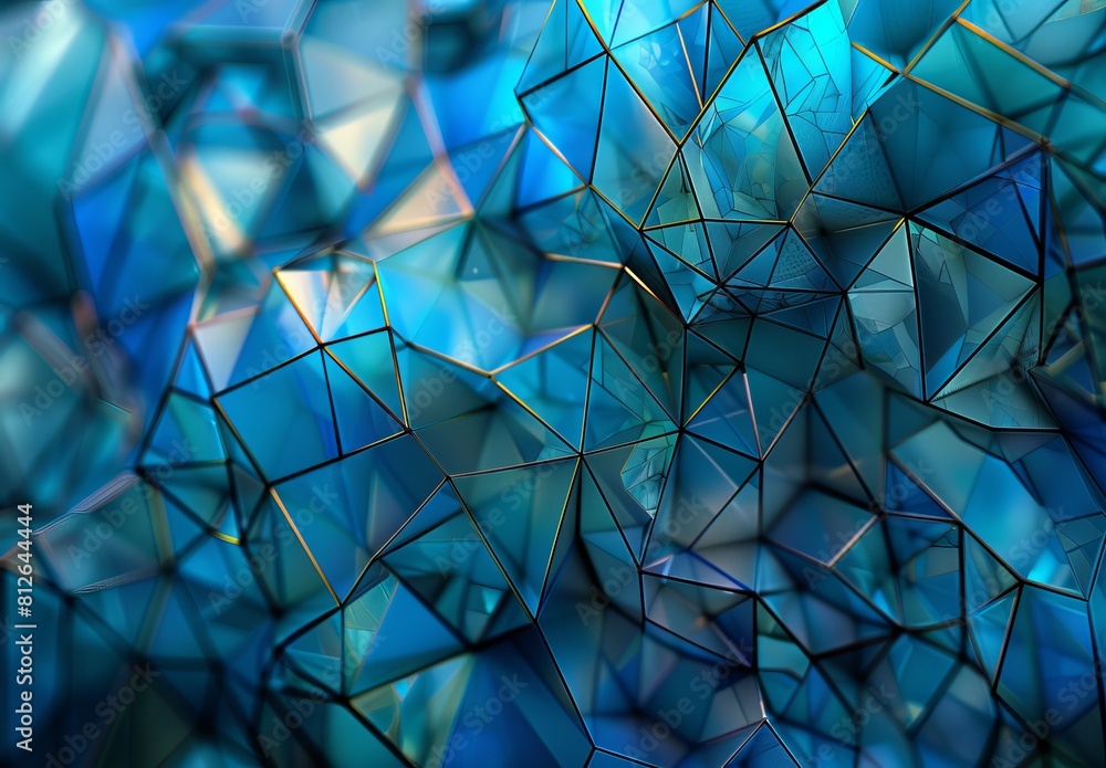 Canvas Prints Deep blue geometric glass structure with intricate polygonal shapes giving it a modern and abstract look, depicting complexity and connectivity