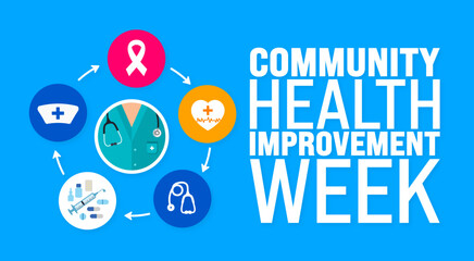 June is Community health improvement week background template. Holiday concept. use to background, banner, placard, card, and poster design template with text inscription and standard color.