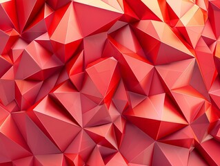 Striking red triangular geometric pattern representing a 3D crystal structure