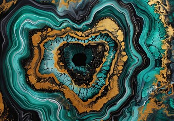 Abstract fluid art painting in teal