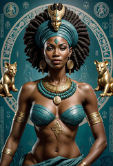 Obraz premium an african woman with a gold necklace and a turban