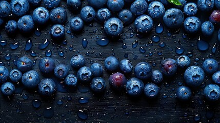   Blueberries on a Rain-Covered Table