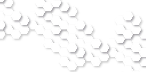 Abstract white background with digital data and hexagons. Modern abstract vector polygonal pattern. Futuristic abstract honeycomb seamless. Technology illustration for web banner design template. 