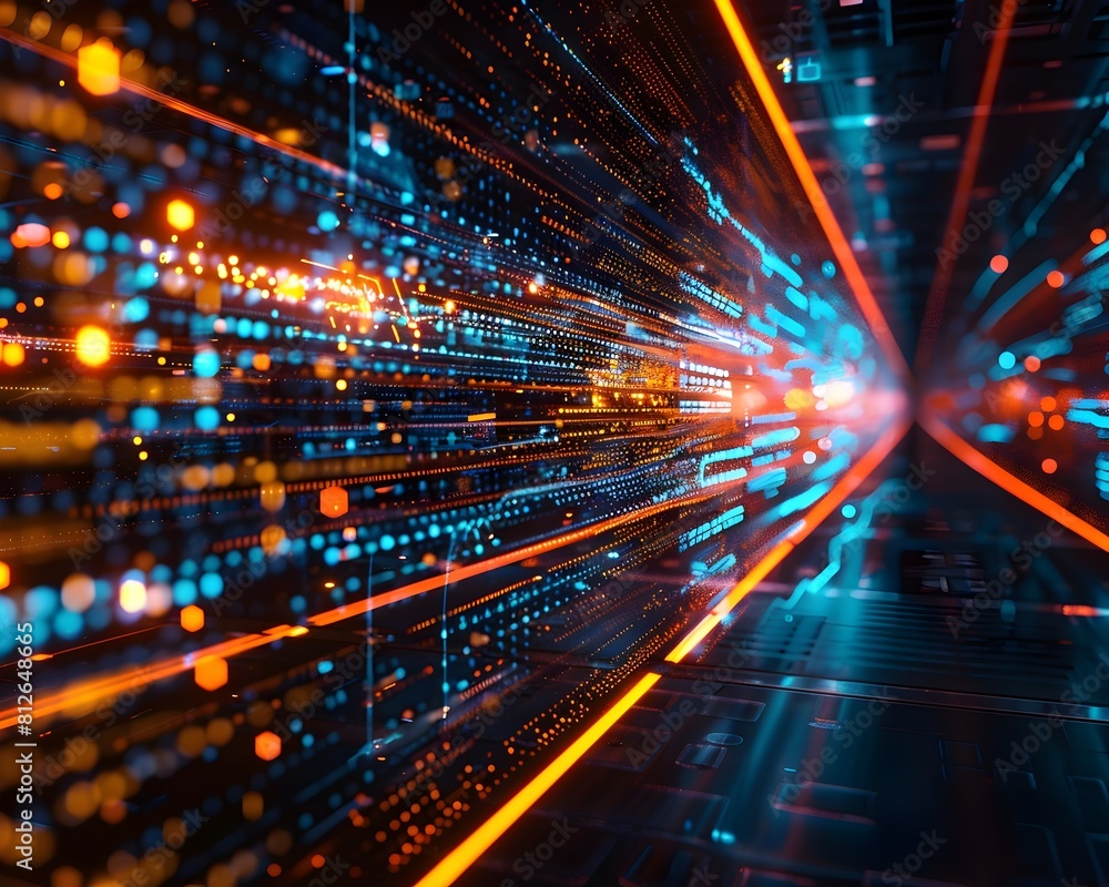 Poster quantum computing terminal with complex data processing at incredible speeds futuristic technology c