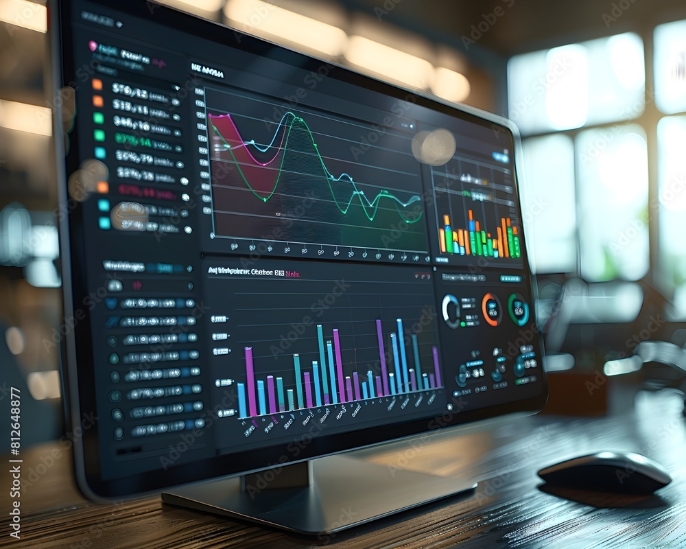 Poster dynamic business analytics dashboard showcasing real time metrics and insights for informed decision