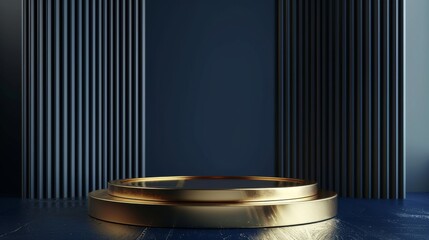 Obraz premium Gold Plate on Blue Background