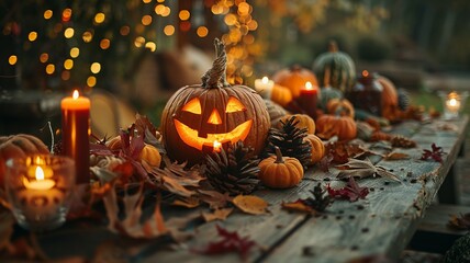 Explore spooky Halloween-themed settings and decorative tables. Transform your space with eerie ambiance, pumpkin centerpieces, and haunting decorations for a festive celebration.