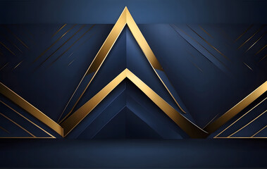 Abstract blue and gold background with a triangle, Luxury Abstract Background