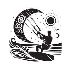 kitesurfing silhouette illustration icon