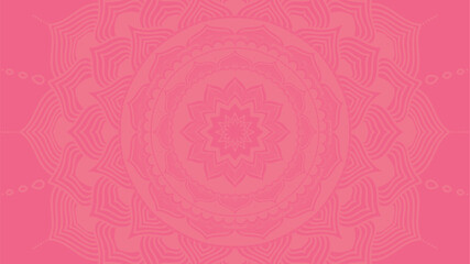 Round mandala on dreamy peach fuzz gradient background. Translucent mesh pattern in the form of a mandala. Mandala with floral patterns. Pastel Yoga template. Gradient colour