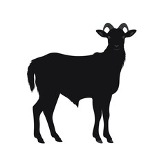 Goat farm animal black vector silhouettes isolated on white background