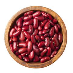 Red kidney beans in a bowl isolated on transparent background Generative Ai.