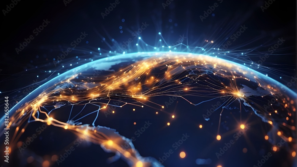 Poster the cornerstone of global connectivity is represented by abstract technologies linked to fiber optic