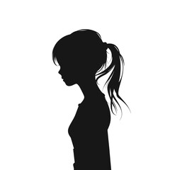 A girl avatar icon black vector silhouettes isolated on white background