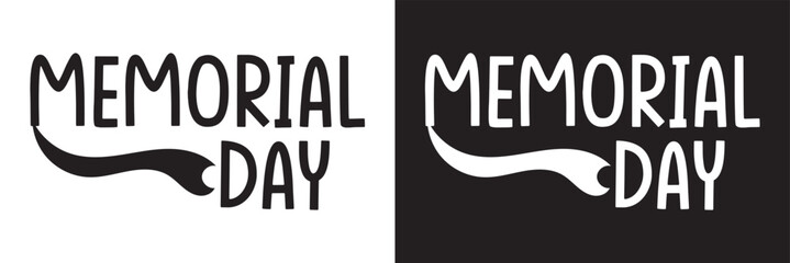 Fototapeta premium Memorial Day text. Hand drawn vector art. isolated on white and black background. pentagram logo. EPS 10