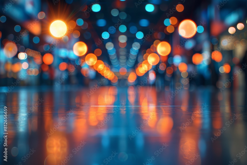 Poster shimmering bokeh lights create an abstract colorful pattern with a shallow depth of focus