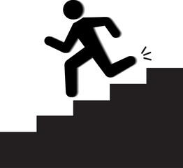 Fototapeta na wymiar People running down stairs pictogram